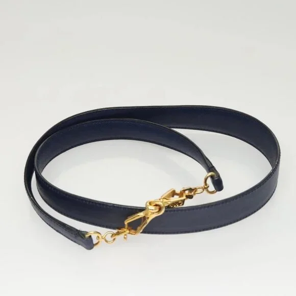 PRADA Shoulder Bag Safiano Leather Blue Gold Auth 121634 - Picture 9 of 16